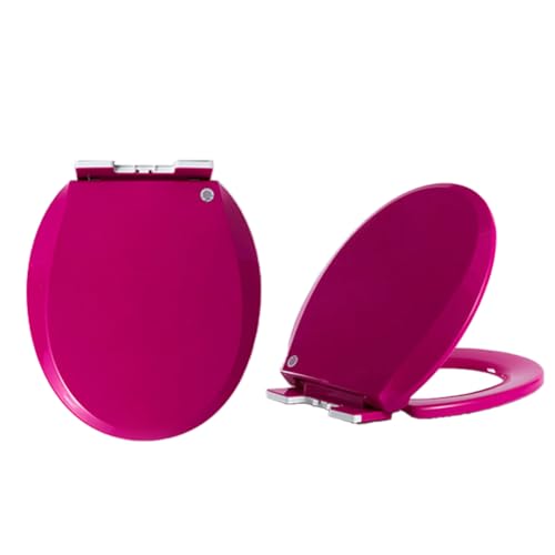 Brigtviee WC Sitz Toilettendeckel Klodeckel mit Absenkautomatik/Softclose, Universal Toilettensitz WC Deckel mit Quick-Release-Funktion, Leicht zu Reinigen, O-Form, PP,Rose red,36x41cm