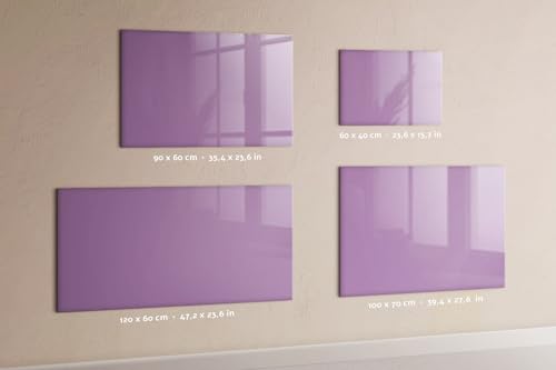 Mural de pared de cristal templado lila 60x40 con tablero imantado de alta resistencia 6