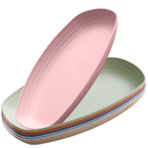 Image of Wheatstraw Food Separator Dinner Plates for Kids, Toddlers, Parties, Family Gatherings, Holidays, Fruits, Salad Healthy, Bpa Free & Eco Friendly, Reusable Dinnerware (Random, Pack of 6)