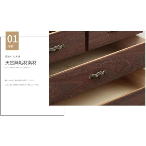 Aoinfok 収納ボックス多機能デスクトップ無垢材引き出し付き収納キャビネット多層 (4つの引き出し) [3]