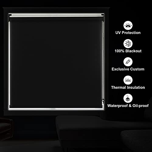 image for MiLin Blackout Roller Shades Room Darkening Window Blinds and Shades, 