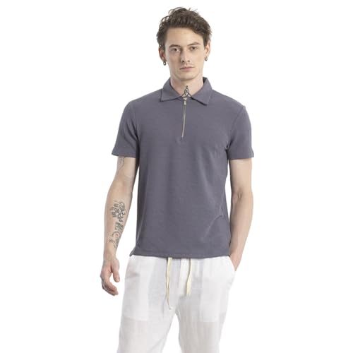 Image of SNITCH Cream Textured Polo T-Shirt