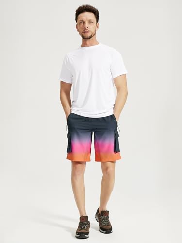 Men's Mountain Bike Shorts 3D Padded Bicycle MTB Shorts Loose-fit Lightweight MTB Cycling Shorts (Grey/Orange Gradient-S) - Thumbnail 6
