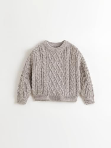 marc & janie Boys 3D Twisted Wool Knit Ribbed Sweater Crew Neck Drop Shoulder Sweaters Tops 2417672