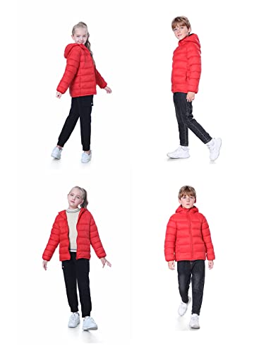 Hooded Puffer Winter Coats For Girls And Boys – Lightweight And Packable – Kids Insulated Jackets For Outwear, Warm And Comfy, Travel, Snow Play,Size 8-10, Red, L(10)… #TOP3