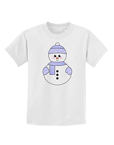 Cute Snowman with Hat and Scarf Christmas Childrens T-Shirt - White - Small