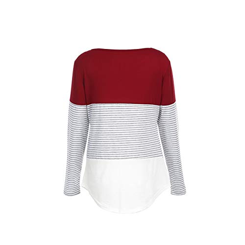 Franterd Maternity Blouse Women Mom Striped Warm Pregnant Nursing Wrap Top Double Layer Cap Breastfeeding Sweatshirt Shirt Red #TOP5