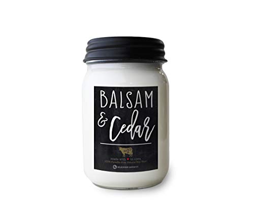 Milkhouse Candle Company - Balsam & Cedar - 13oz Beeswax and Soy Candles - Farmhouse Collection - 100% Natural, Paraffin Free, with Premium Fragrance Oil, Glass Jars with Lids