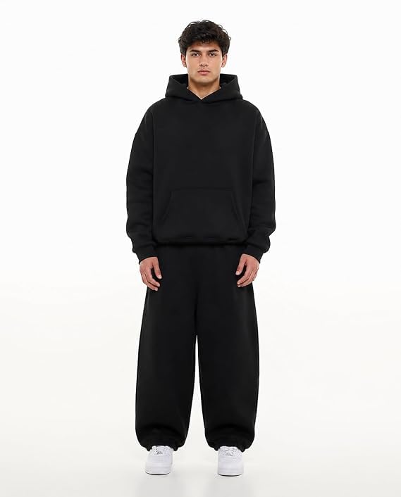 Image of Men's 320 GSM Heavyweight Baggy Track Pants | Oversized Fleece Joggers | Relaxed Fit Sweatpants with Deep Side Pockets | Winter Casual Lounge Wear