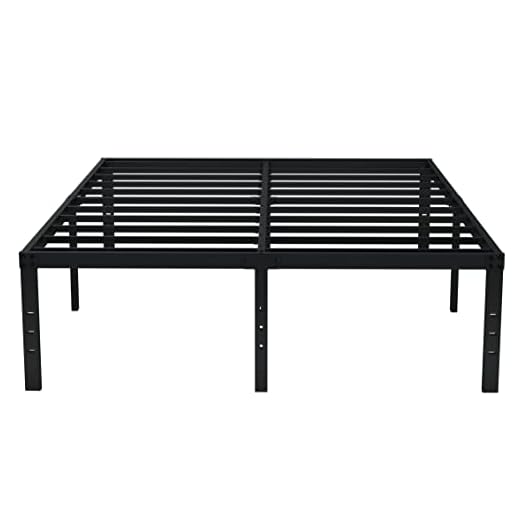 EMODA 18 Inch California King Bed Frames Heavy Duty Tall Metal Cal King Platform with Large Storage Space, No Box Spring Needed, Noise Free, Black
