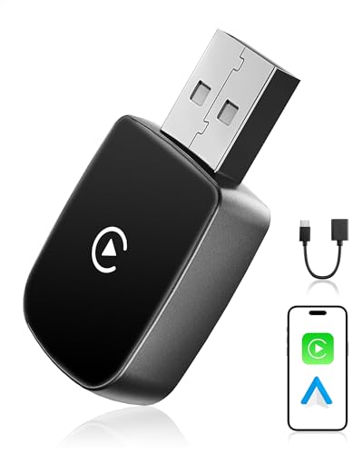 WityEye CarPlay und Android Auto Wireless Adapter 2 In 1 V5.3 Bluetooth Stabile Verbindung Dualband WiFi 6 Schnelle Datenübertragung USB C/A für Apple iPhone iOS 10+ Smartphone Android 11+