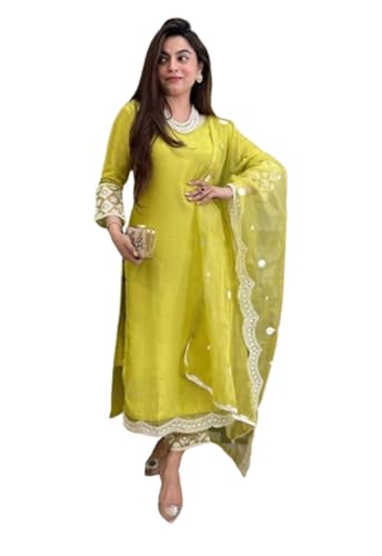 Kurta en coton brodé jaune Chanderi LookMark : finie l'inconfort des tenues de fête lourdes