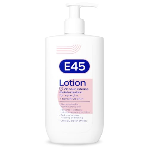 E45 Moisturising Lotion 500 ml for Dry & Sensitive Skin - Long-Lasting Hydration Protect from Dryness, Reduce Redness - Dermatological Body Moisturiser Lotion - Body Lotion - Daily Moisturiser