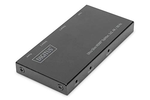 Digitus DS-45322 HDMI Splitter 1x2 - Input: 1-Port/Output: 2-Port - UHD 4K/60 Hz HDTV: 4096 x 2160p - HDCP 2.2/1.4 - HDR, 3D, Deep Color, ESD Protection