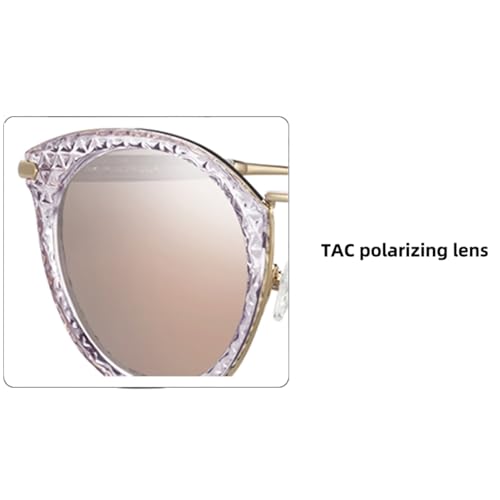 Womens Polarized Sunglasses Retro Cat Eye Round Frame UV Protection Sun Glasses3