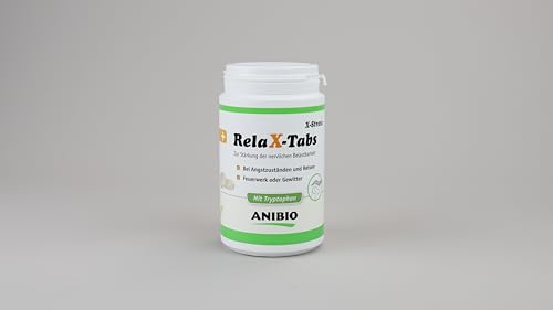 Anibio Relax-Tabs 180g X-Stress - bei Reisen, Angstzuständen, Feuerwerk, Gewitter, Angst mit Tryptophan & Kräutern für Hunde