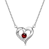 [FH.bird] ネックレス レディース 人気 ガーネット 赤です「１月の誕生石」金属アレルギー対応 シルバー925 1月诞生石ネックレス シンプル ハート 普段使い クリスマス 記念日 成人式 誕生日プレゼント