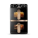 Philips 4000 Series NA462/79 - Stacked Dual Basket Airfryer, 10L, RapidAir Technology, Sync Finish, 2 Meals at Once, 45% Less Countertop Space, PFAS-Free Ceramic Coating, Easy View Windows