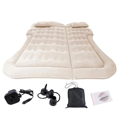 ZXYGJL Car Air Mattress Compatible with Vauxhall Mokka Electric, Car Camping Travel Bed with Air Pump and Two Air Pillows, Portable Rest Mat,B-Beige