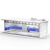 SAMYUCHO 1/64 Scale Diecast Display Case for Hot Wheels Matchbox Cars, Toy Car Model Mini Garage with LED Light and Acrylic Cover, Stackable Parking Lot Diorama Storage for Collection Present
