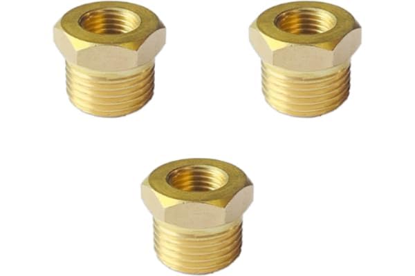 Brass Reducer Bush Pipe Fitting | Outer Male 1/2" into Inner Female 1/4" | (Pack of 3) (B0CQR5B9T5) Amazon Price History, Amazon Price Tracker