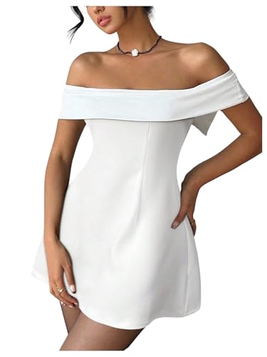 SOLY HUX Women's Off The Shoulder Bowknot Dress A Line