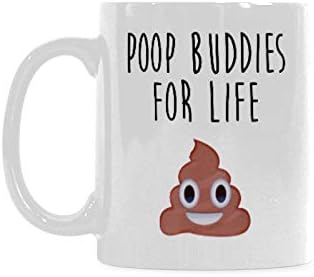 Emoji Poop Buddies for Life Coffee Mug Ceramic White Mugs 11 Ounce