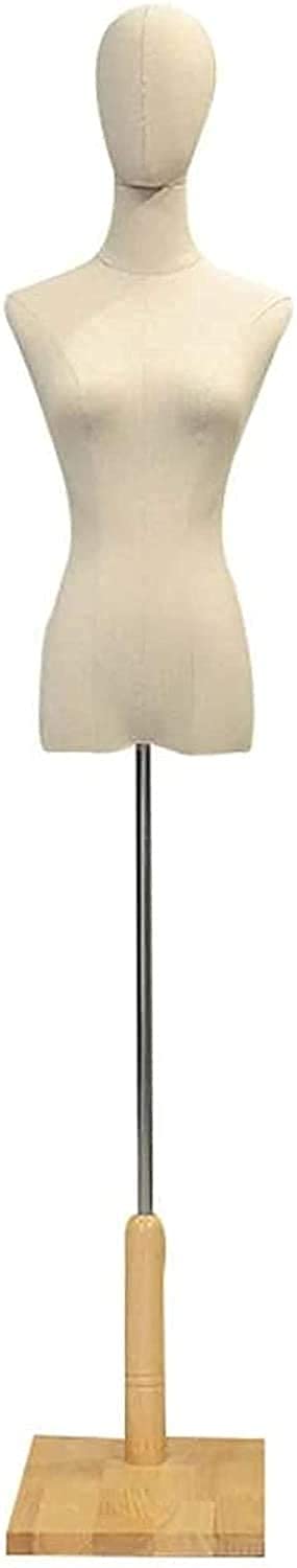 Female Tailors Dummy Mannequin for Cloth Display Female Mannequin Torso Body Dress Form with Head for Clothing Jewelry Display Professional Dummy Model Stand With Stand (Wood M)