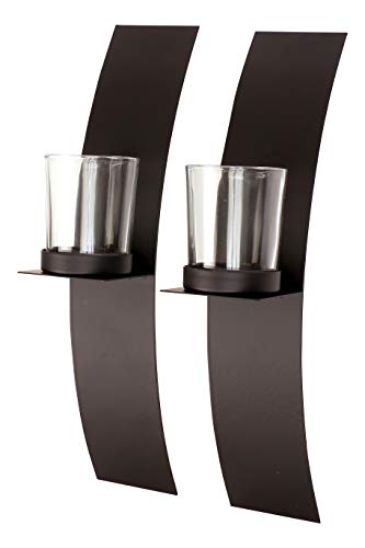 Art Maison Black Wall Sconce Candle Holder, Glass & Metal Wall Decor For Living Room, House Sconce 2"X12", Hanging Candle Sconces Wall Decor Set Of 2 #TOP2