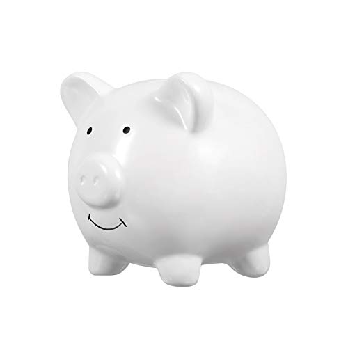 IMIKEYA Adorable Ceramic Piggy Bank Money Saving Pot for Boy Girl White Coin Bank for Decor and Present Choice