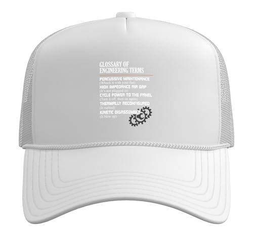 Glossary of Engineering Terms Funny Engineer Definitions Trucker Hat with Adjustable Mesh Back, White