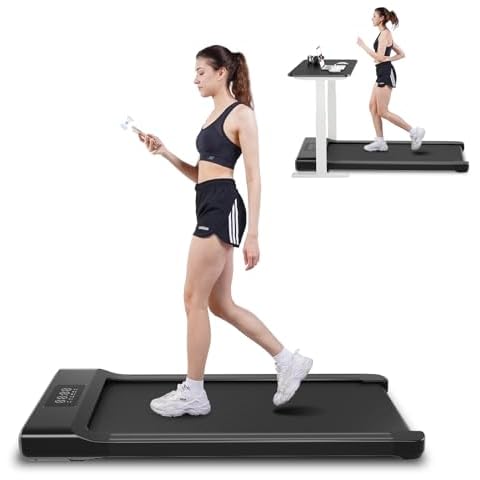 SupeRun Under Desk Treadmill, Walking Pad, Portable Treadmill with Remote & APP Control and LED Display, Quiet Walking Jogging Machine for Office Home Use (Black) Cover