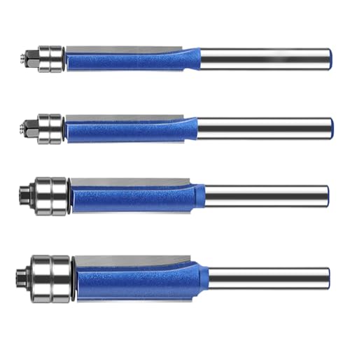 フラッシュ トリム ビット,4点 精密 トリミング 工具,トリム ルーター ビット - 木工用ラミネート合板ドア表面処理アルミエッジ