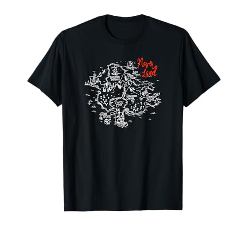 T-shirt Disney Peter Pan Neverland blanc coton avec motif carte outline rouge