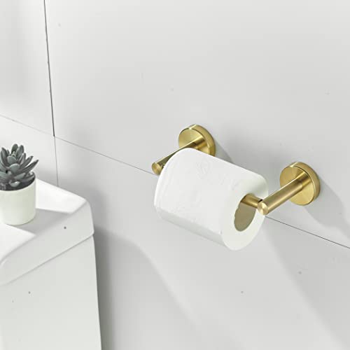 Weiko Gold Toilet Paper Holder, Bathroom Toilet Paper Roll Holder Brushed Gold Tp Tissue Storage Wall Mount With Double Post Pivoting Sus304 Stainless Steel #TOP1