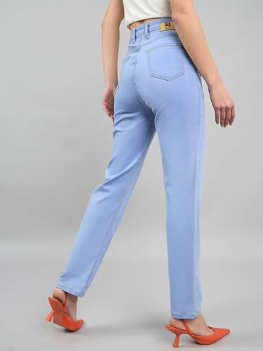 Image of Style Quotient Women Tinted Blue HIGH Rise Straight FIT Jeans