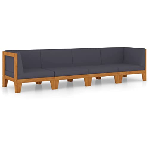 Vidaxl Patio Lounge Set 4 Piece, Sectional Sofa For Outdoor Garden, Patio Furniture With Cushions, Corner Sofa, Scandinavian Style, Solid Acacia Wood #TOP28