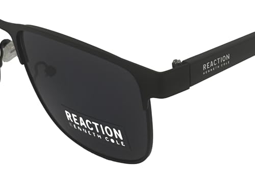 Kenneth Cole Reaction Mens Matte Black Metal Rectangle Sunglass KC1413 2A3