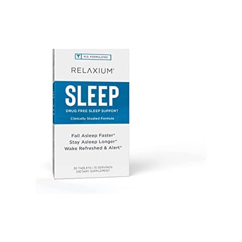 Relaxium Sleep Aid, 15 Servings, Non-Habit Forming, Dietary Supplement for Better Sleep, Drug-Free, Stress Relief, with Magnesium, Melatonin, GABA, Chamomile, Made in USA (30 Tablets) Cover