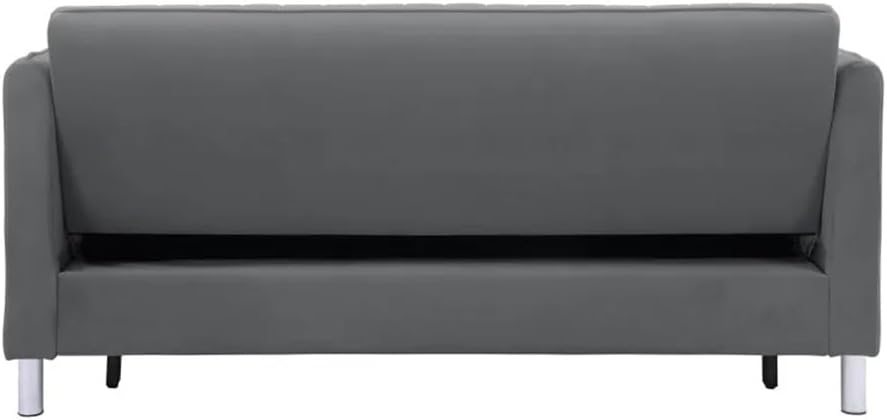 1pc Convertible Sofa Bed with Pillows Brown-Gray Velvet Upholstered Metal Feet Versatile Living Room Furniture