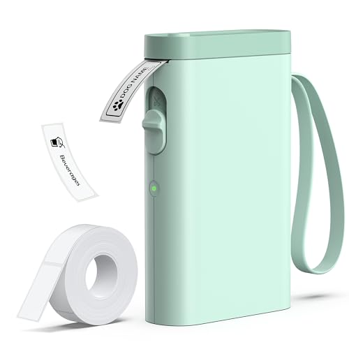 Image of P21 Label Maker Machine with Tape, Bluetooth Label Printer Thermal Mini Label Makers with Built-in Cutter and Multiple Templates, Portable Printers for School, Office, Home Use (Green)