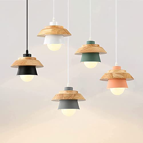 Lustre scandinave blanc en bois et aluminium E27 pour salle à manger