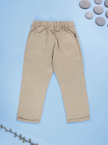 Image of KiddoPanti Boys 100% Cotton Twill Chinos Pant | Comfortable Regular Fit | 2 Side Pocket, 2 Back Pocket | Ankle Length | Back Elasticated Waistband with Button Zip Open Fly
