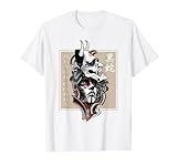 Japanische Tattoo Dämonen Ästhetische Kunst Oni Teufel Hanya Maske T-Shirt