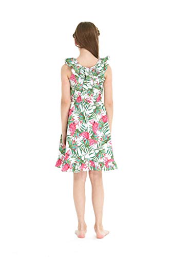 Girl Luau Wrap Ruffle Dress in Vintage Tropical Toile2