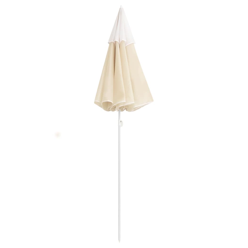 Parasol przeciwsłoneczny ze stalowym masztem, kolor piaskowy, 180 cm, poliester, ochrona przed słońcem, z regulacją wysokości i funkcją przechylania, do ogrodu, na balkon, taras