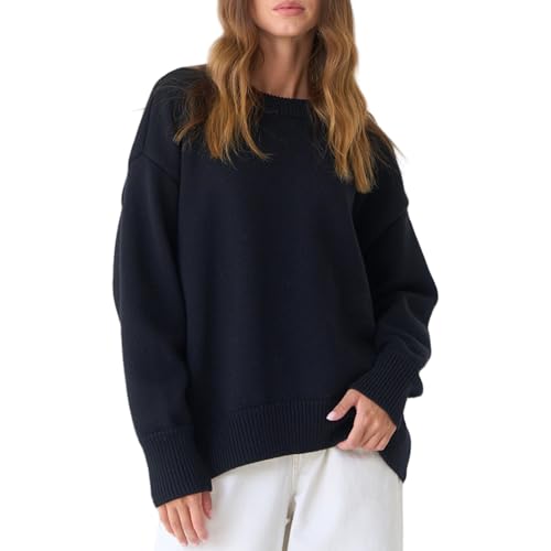 Chunky Oversized Sweaters for Women 2025 - Crew Neck Long Sleeve Knit Pullover, Basic Fall and...