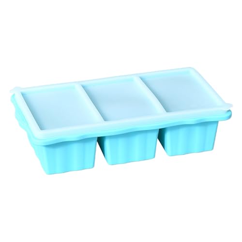 Bandeja de Silicona Molde,Bandeja de Hielo con Tapa para Congelador 3 de Silicona - Recipiente Hermético de Cocina para Caldo Preparación de Comidas y Bebidas