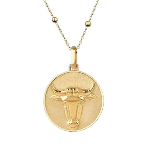 Collier pendentif pièce taureau or et argent sterling de haute qualité