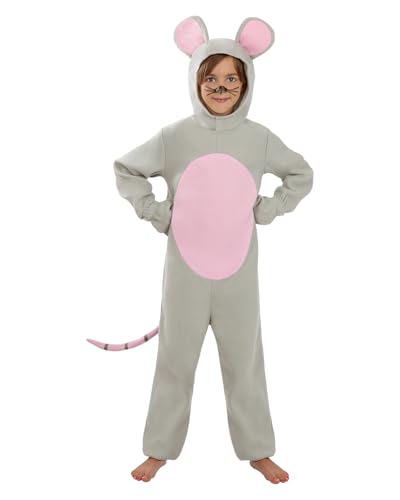 Funidelia Disfarce de rato para crianças, inclui macacão, peça para a cabeça, cauda e luvas - fato infantil para festas, carnaval e Halloween - tamanho 5-6 anos
